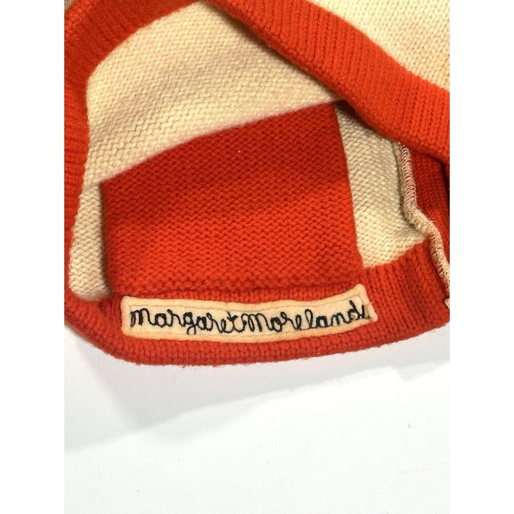 Vintage 1950s Chicago Letterman Cardigan Sweater Women Cream Orange Wool Patches - Picture 9 of 14